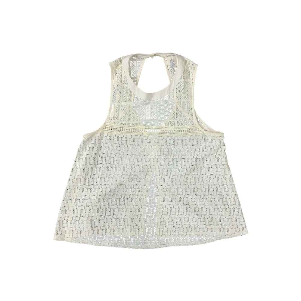 Flying Tomato Cream Lace Sleeveless Boho Top Cutout Back IT8053 Womens Medium